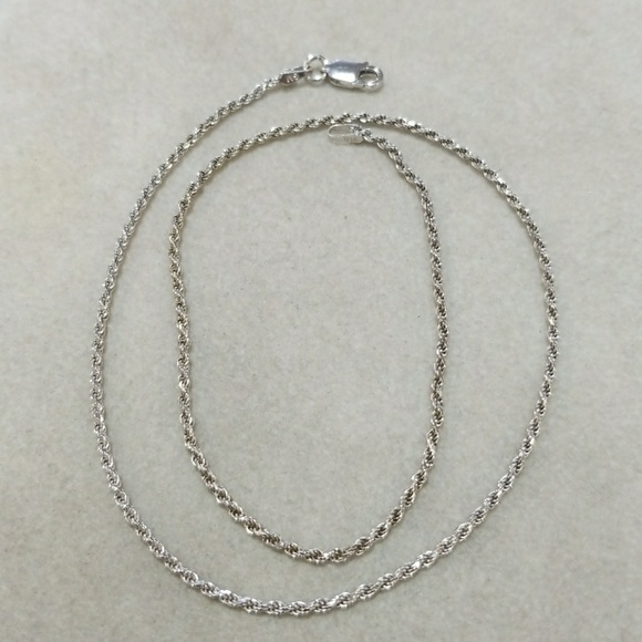 925 Sterling silver 1.5mm rope chain - Picture 1 of 3